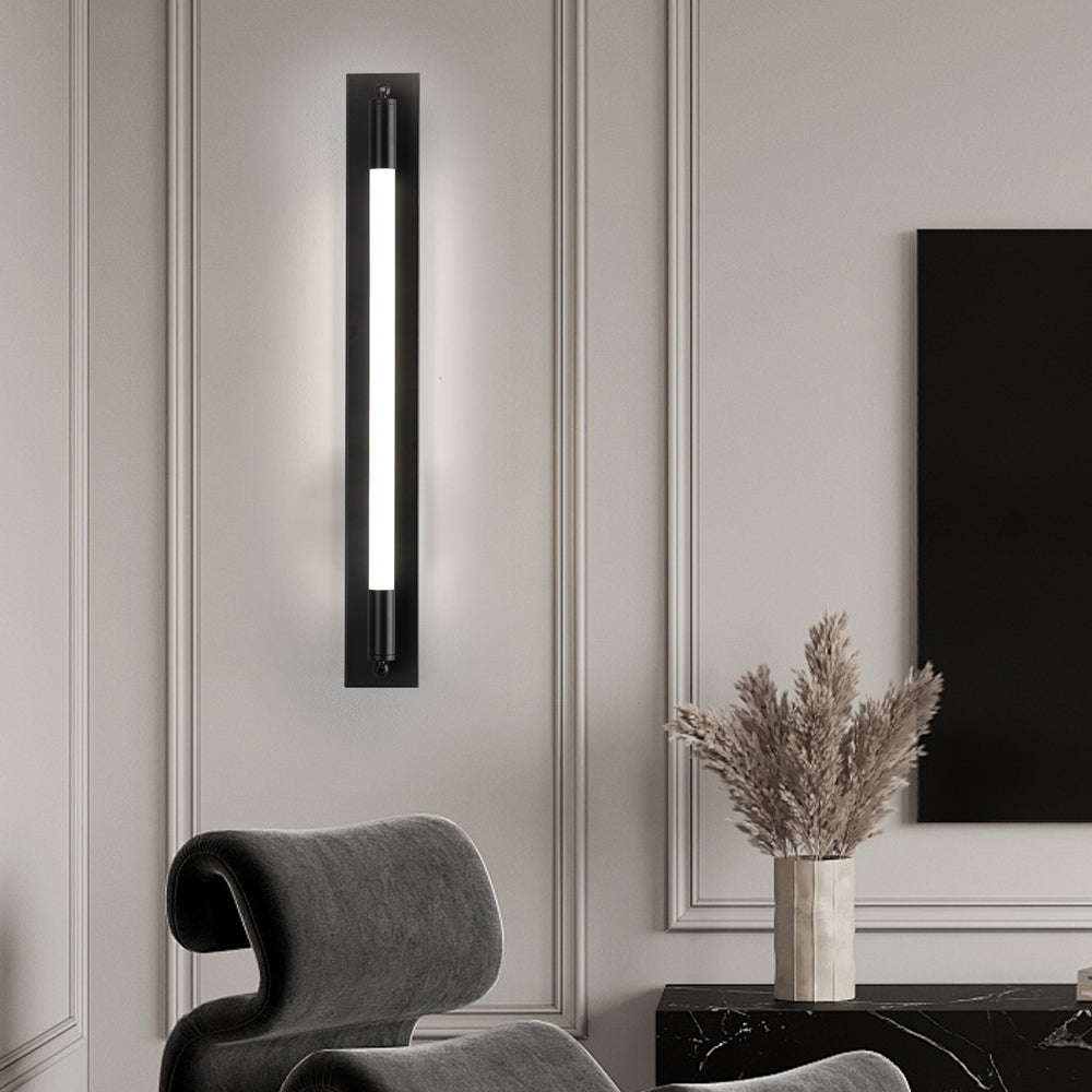 Modern Acrylic Tube LED Wall Sconce Lighting for Bathroom Bedroom and Living Room in Black Gold or Chrome
