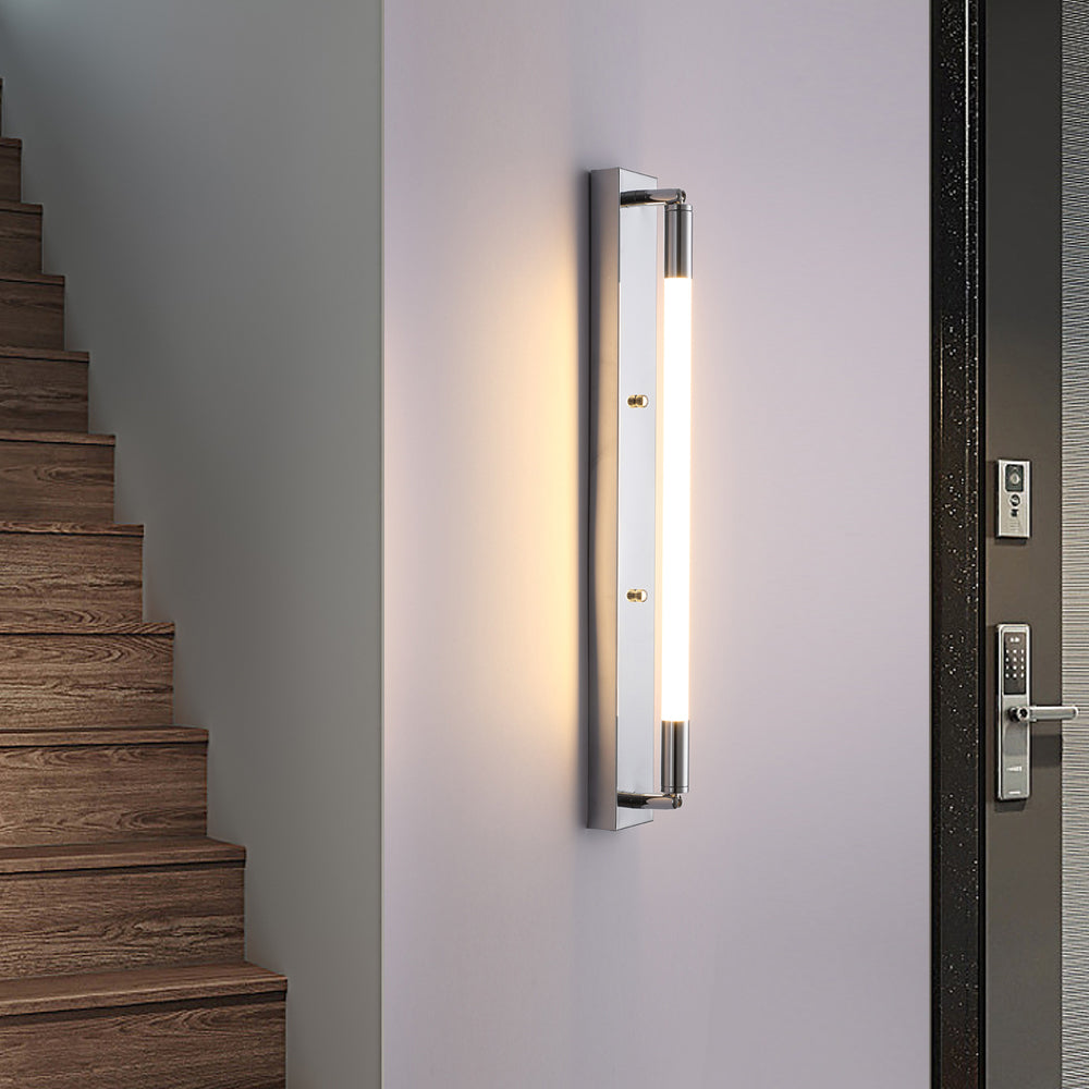 Modern Acrylic Tube LED Wall Sconce Lighting for Bathroom Bedroom and Living Room in Black Gold or Chrome