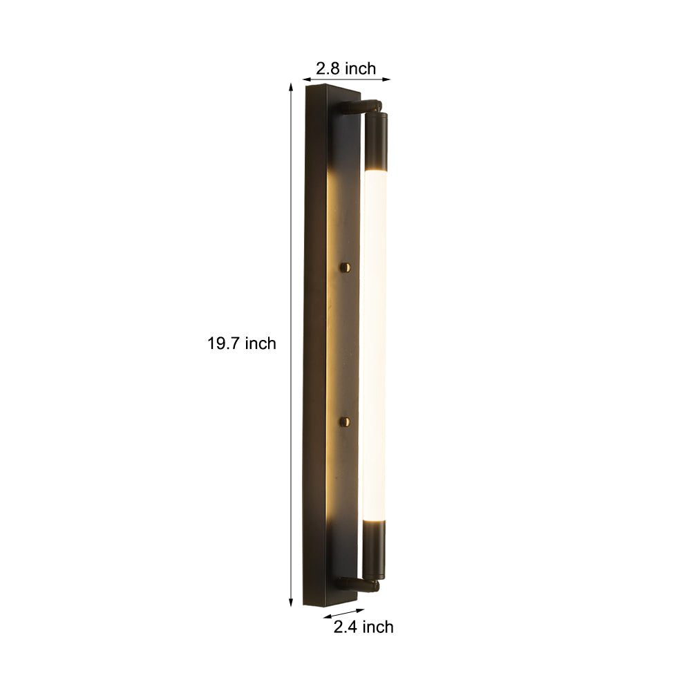 Modern Acrylic Tube LED Wall Sconce Lighting for Bathroom Bedroom and Living Room in Black Gold or Chrome