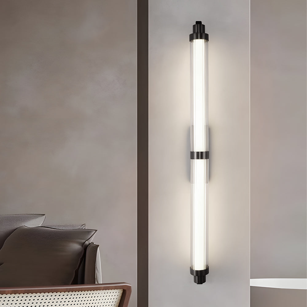 Modern Acrylic Tube LED Wall Sconce with Black Metallic Finish for Indoor Lighting