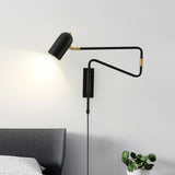 Modern Adjustable Arm Plug In Wall Sconce with Rotatable Shade for Bedside Reading