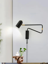 Modern Adjustable Arm Plug In Wall Sconce with Rotatable Shade for Bedside Reading