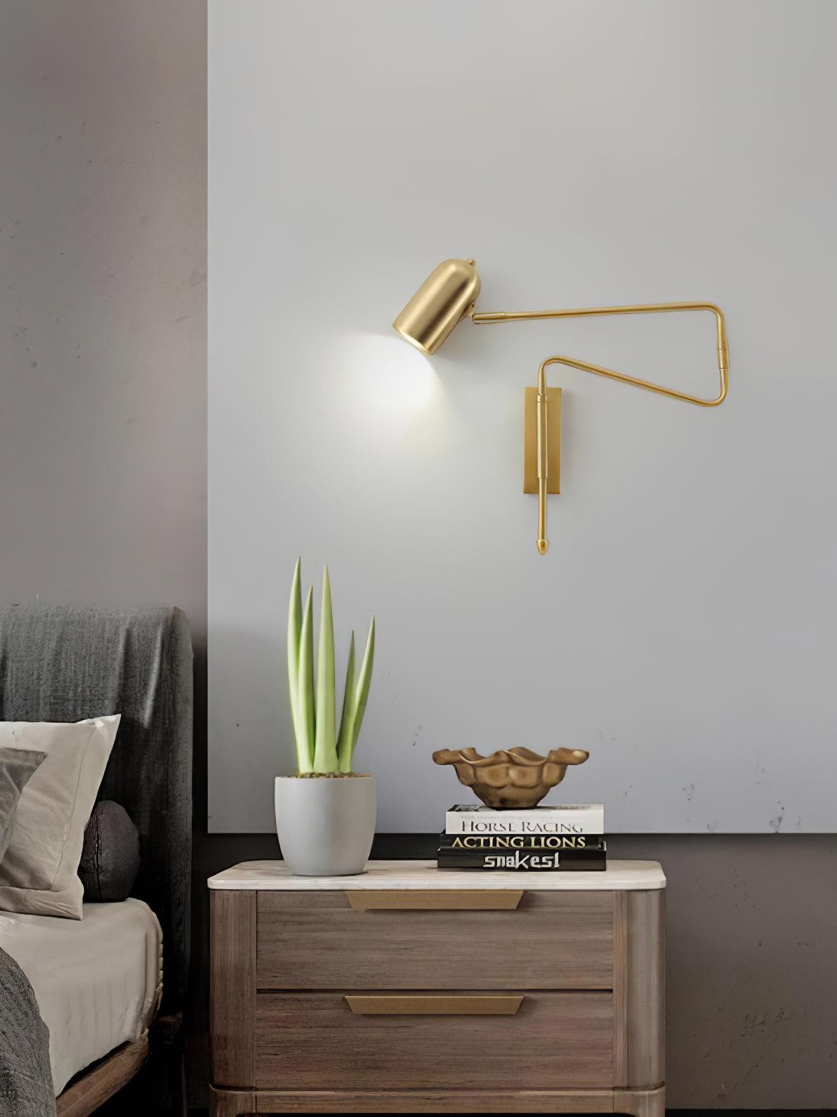 Modern Adjustable Arm Plug In Wall Sconce with Rotatable Shade for Bedside Reading