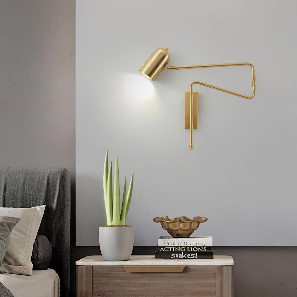 Modern Adjustable Arm Plug In Wall Sconce with Rotatable Shade for Bedside Reading