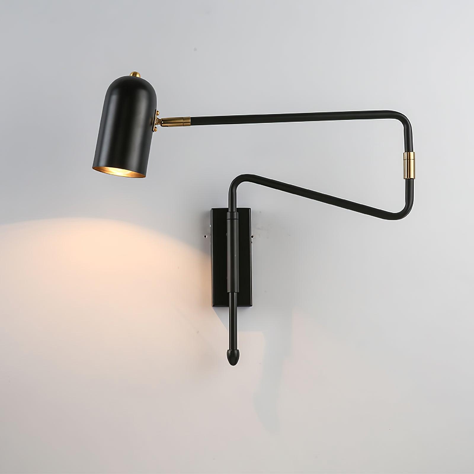 Modern Adjustable Arm Plug In Wall Sconce with Rotatable Shade for Bedside Reading