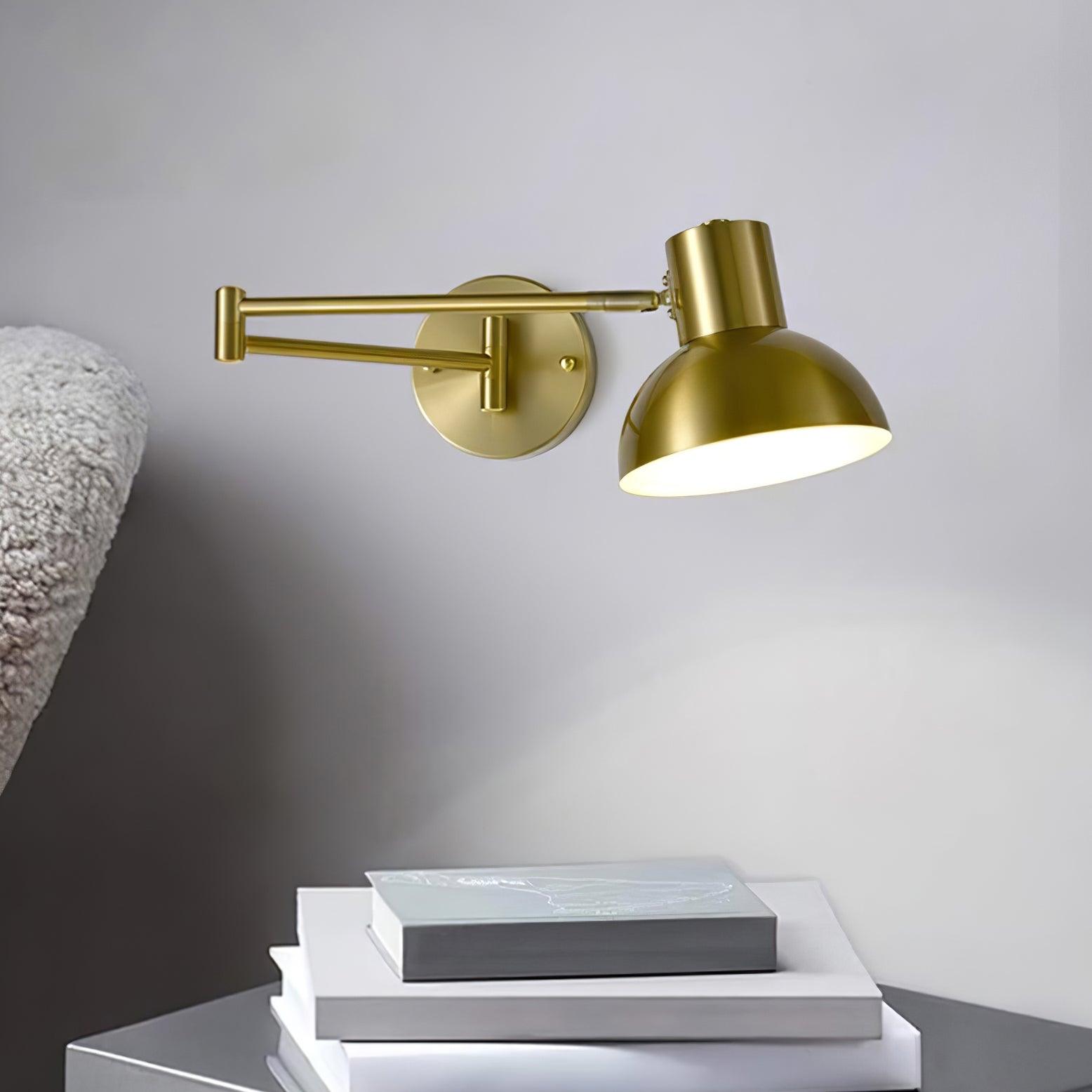 Modern Adjustable Arm Plug In Wall Sconce with Rotatable Shade for Bedside Reading