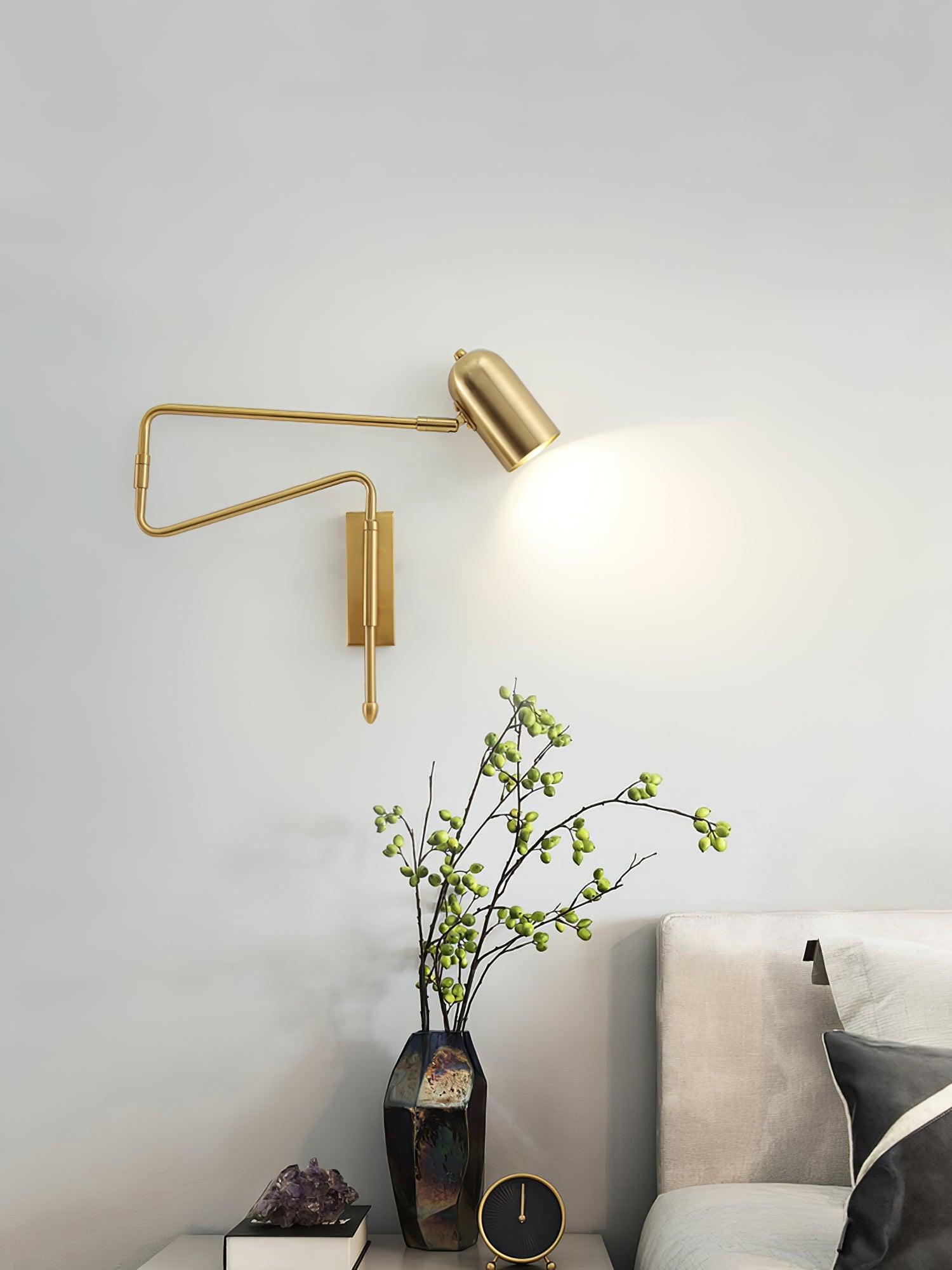 Modern Adjustable Arm Plug In Wall Sconce with Rotatable Shade for Bedside Reading