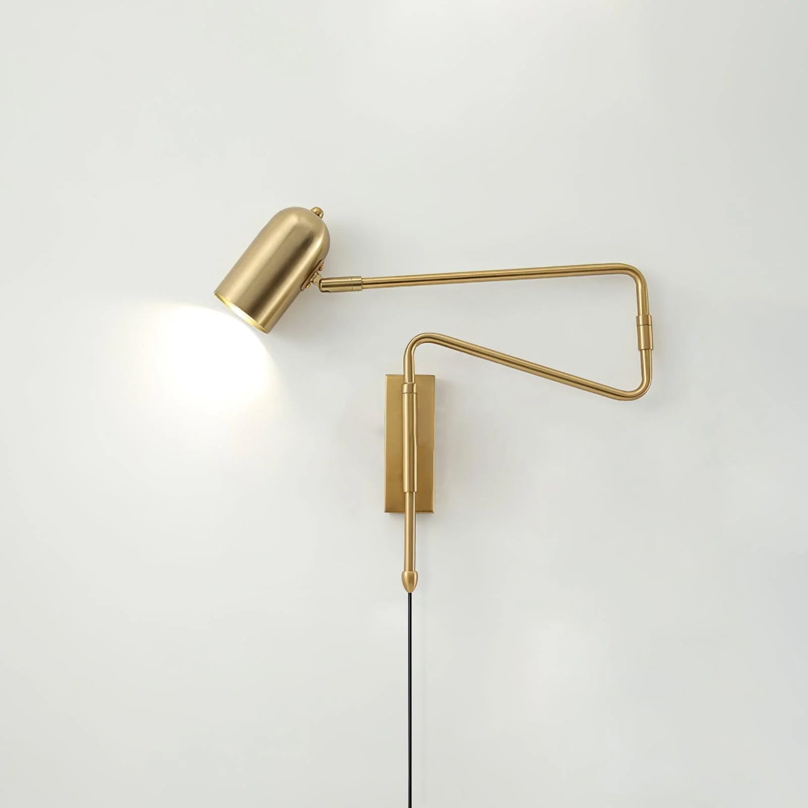 Modern Adjustable Arm Plug In Wall Sconce with Rotatable Shade for Bedside Reading