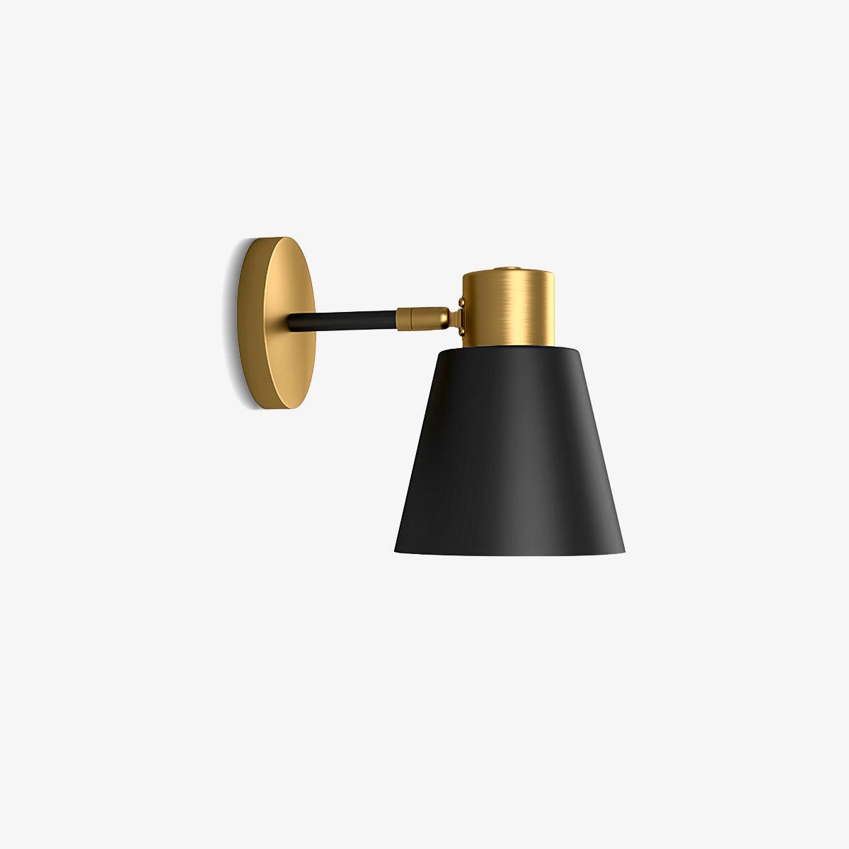 Modern Adjustable Arm Wall Sconce Set of 2 Black and Gold Trumpet Shade Lighting
