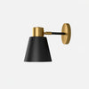 Modern Adjustable Arm Wall Sconce Set of 2 Black and Gold Trumpet Shade Lighting