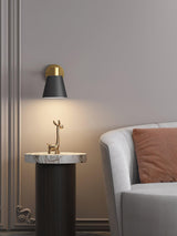 Modern Adjustable Arm Wall Sconce Set of 2 Black and Gold Trumpet Shade Lighting
