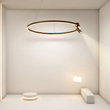Modern Adjustable Circle LED Chandelier with Integrated Spotlight and Minimalist Design