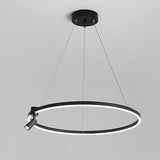 Modern Adjustable Circle LED Chandelier with Integrated Spotlight and Minimalist Design