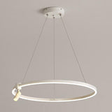 Modern Adjustable Circle LED Chandelier with Integrated Spotlight and Minimalist Design