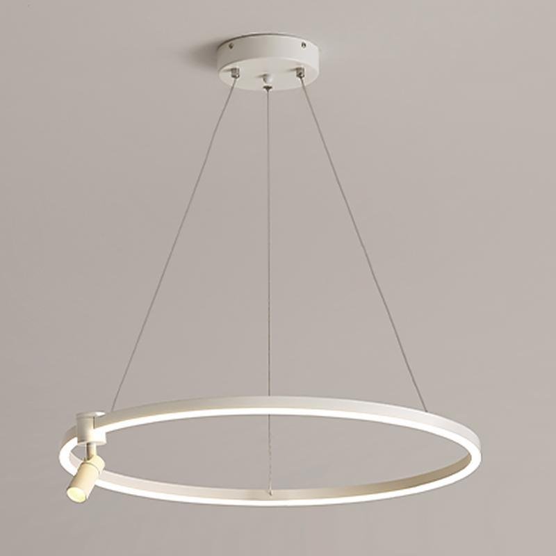 Modern Adjustable Circle LED Chandelier with Integrated Spotlight and Minimalist Design