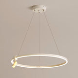 Modern Adjustable Circle LED Chandelier with Integrated Spotlight and Minimalist Design