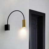 Modern Adjustable Flexible Arm Bedside Wall Sconce Lighting in Black and Gold Set of 2