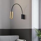 Modern Adjustable Flexible Arm Bedside Wall Sconce Lighting in Black and Gold Set of 2