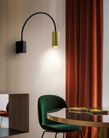 Modern Adjustable Flexible Arm Bedside Wall Sconce Lighting in Black and Gold Set of 2