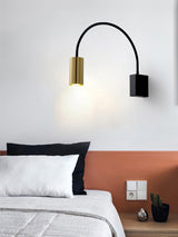 Modern Adjustable Flexible Arm Bedside Wall Sconce Lighting in Black and Gold Set of 2