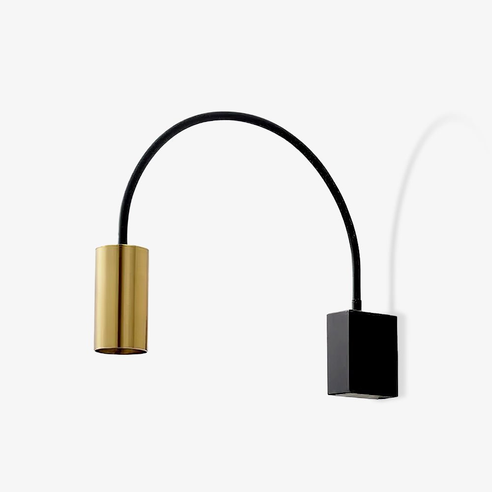 Modern Adjustable Flexible Arm Bedside Wall Sconce Lighting in Black and Gold Set of 2