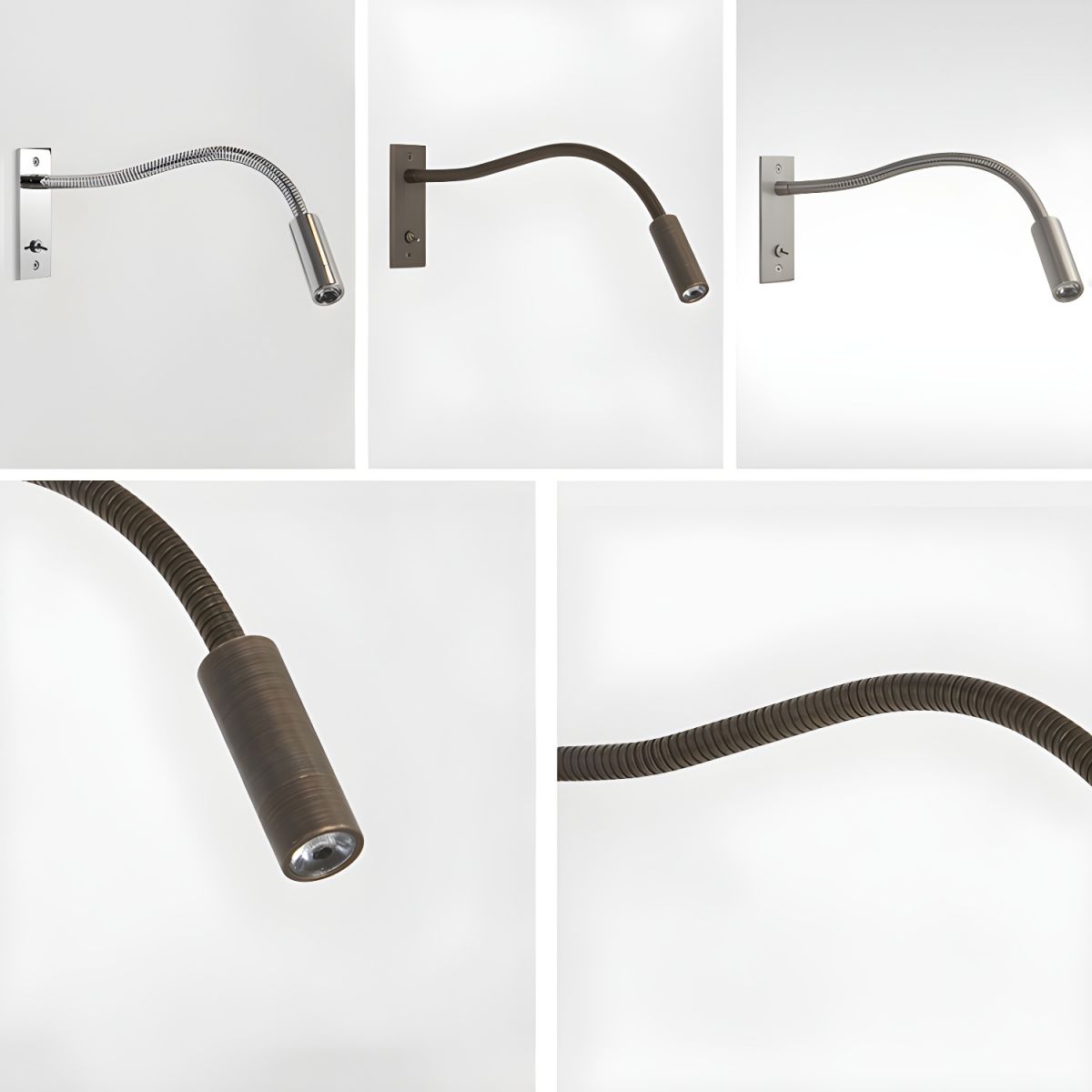 Modern Adjustable Flexible Gooseneck LED Wall Sconce Reading Light Set of 2