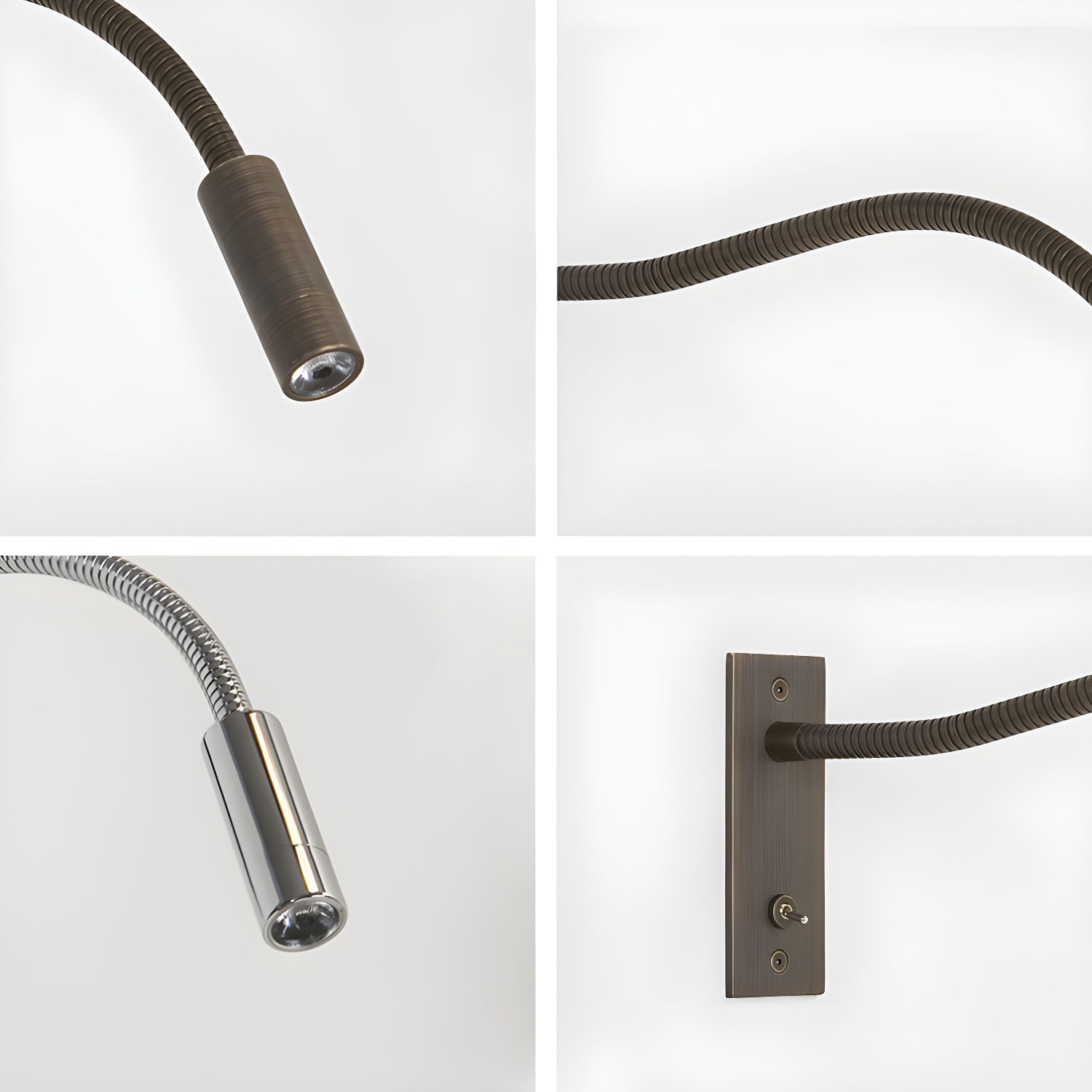 Modern Adjustable Flexible Gooseneck LED Wall Sconce Reading Light Set of 2