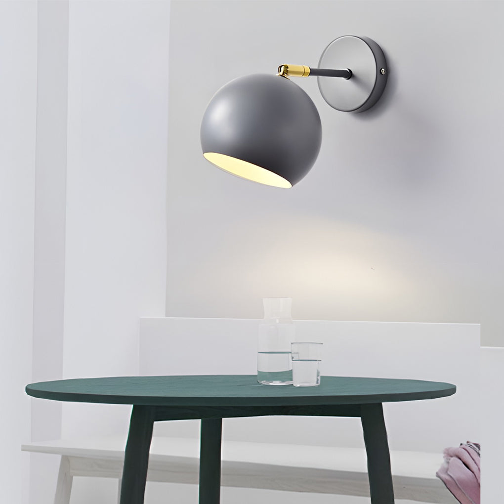 Modern Adjustable Hemispherical Metal Wall Lamp Plug in Nordic Sconce for Bedside