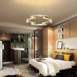 Modern Adjustable LED Ring Pendant Light Geometrical Circular Chandelier for Living Room