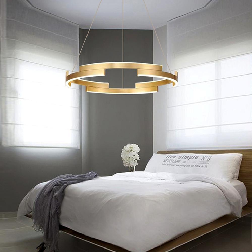 Modern Adjustable LED Ring Pendant Light Geometrical Circular Chandelier for Living Room