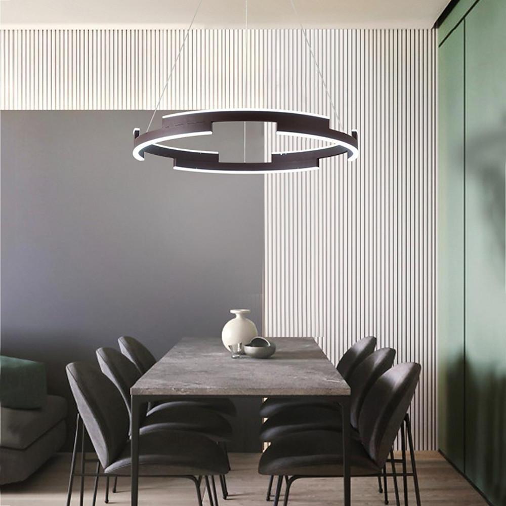 Modern Adjustable LED Ring Pendant Light Geometrical Circular Chandelier for Living Room