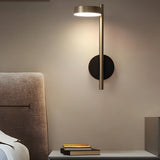 Modern Adjustable LED Wall Sconce Round Aluminum Nordic Reading Lamp Black and Gold Finish