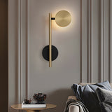 Modern Adjustable LED Wall Sconce Round Aluminum Nordic Reading Lamp Black and Gold Finish