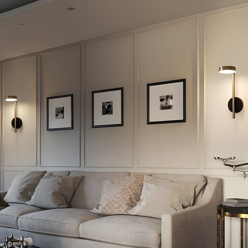 Modern Adjustable LED Wall Sconce Round Aluminum Nordic Reading Lamp Black and Gold Finish