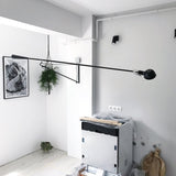 Modern Adjustable Long Swing Arm Wall Sconce Industrial Metal Reading Lamp