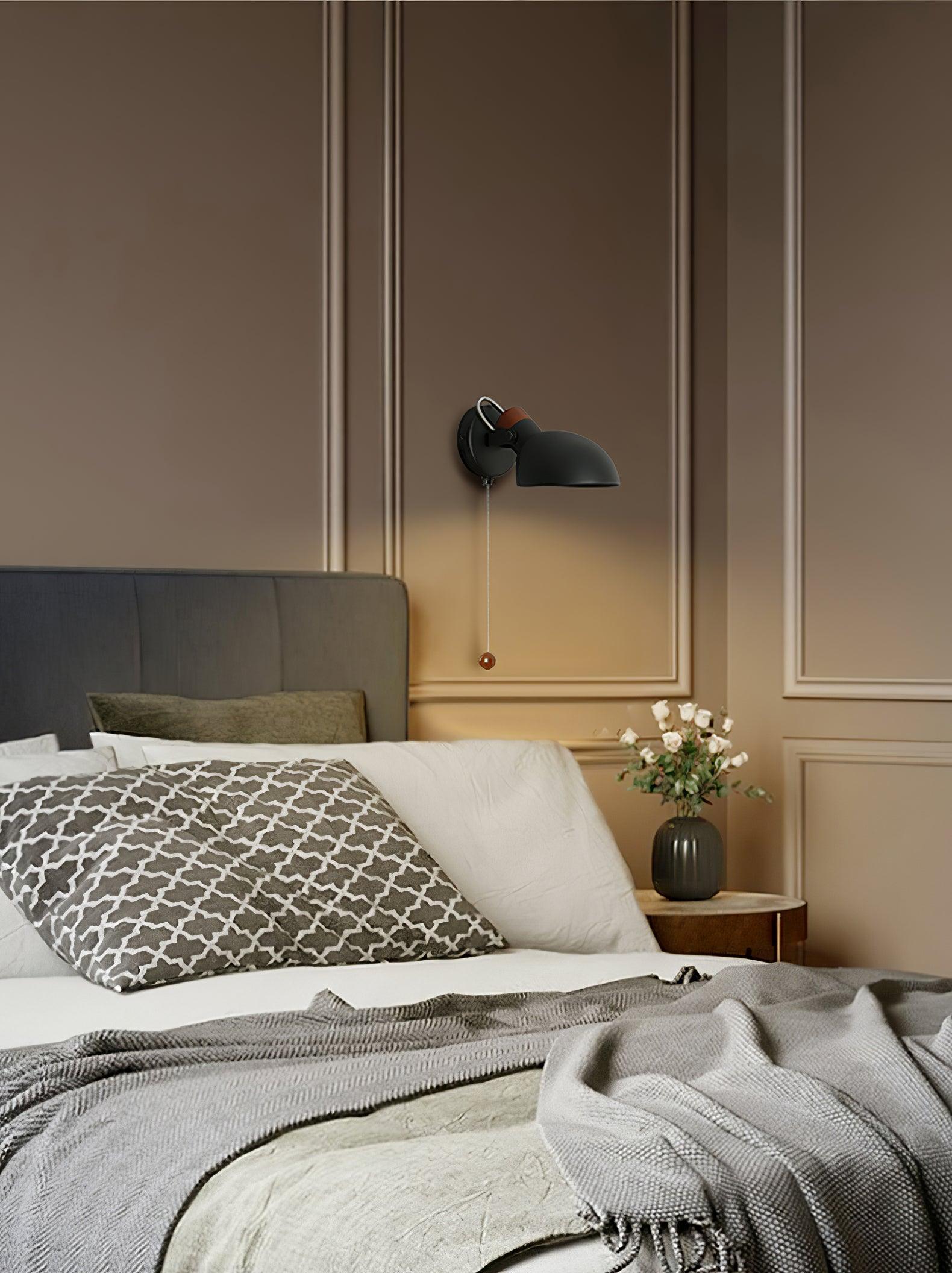 Modern Adjustable Metal Wall Sconce with 180 Degree Rotating Head and Pull Cord Switch