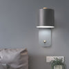 Modern Adjustable Nordic Round Wall Sconce Lamp with Wood Accents for Bedroom Decor