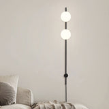 Modern Adjustable Plug In Wall Sconce Lighting with White Glass Globe Shade