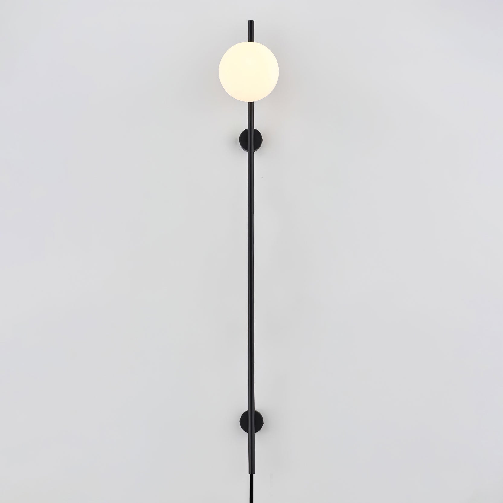 Modern Adjustable Plug In Wall Sconce Lighting with White Glass Globe Shade