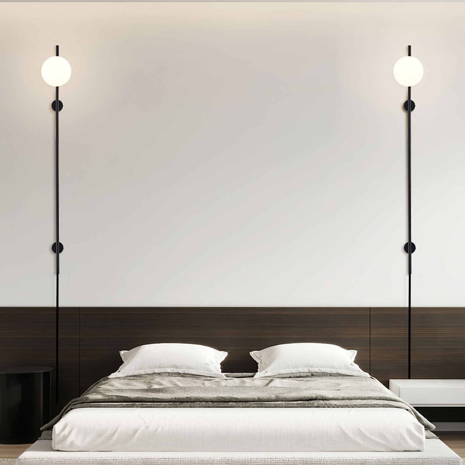 Modern Adjustable Plug In Wall Sconce Lighting with White Glass Globe Shade