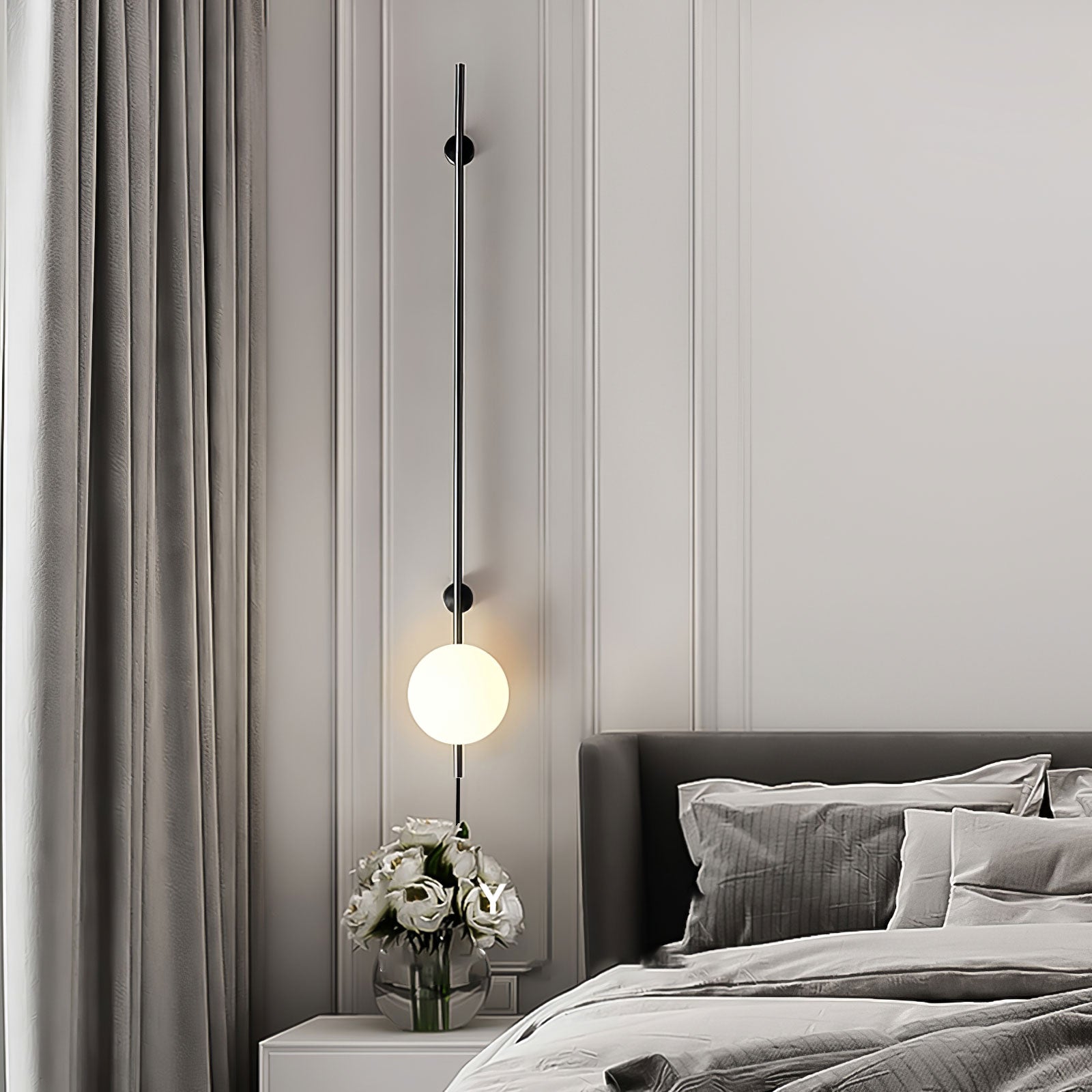 Modern Adjustable Plug In Wall Sconce Lighting with White Glass Globe Shade