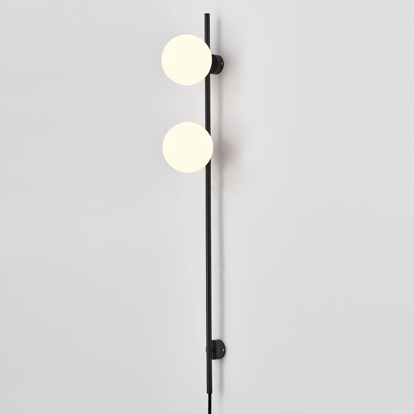 Modern Adjustable Plug In Wall Sconce Lighting with White Glass Globe Shade