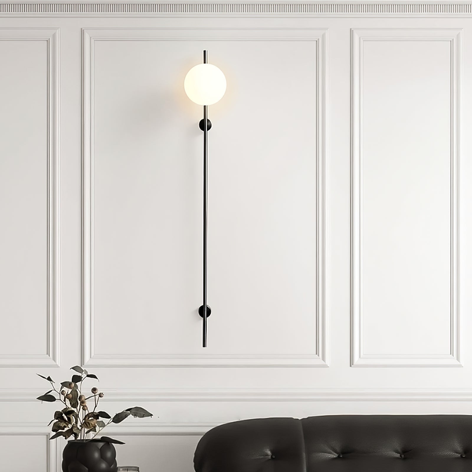 Modern Adjustable Plug In Wall Sconce Lighting with White Glass Globe Shade
