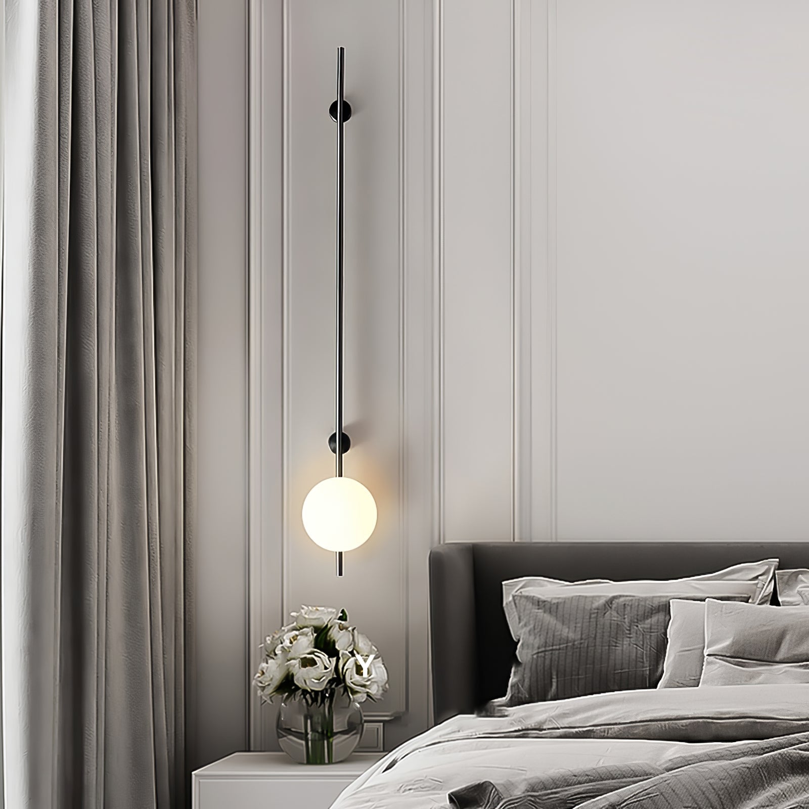 Modern Adjustable Plug In Wall Sconce Lighting with White Glass Globe Shade