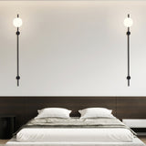 Modern Adjustable Plug In Wall Sconce Lighting with White Glass Globe Shade