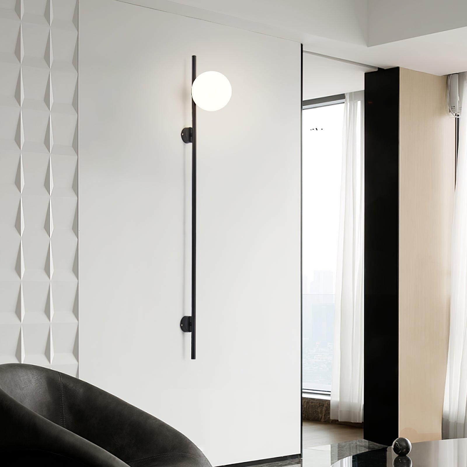 Modern Adjustable Plug In Wall Sconce Lighting with White Glass Globe Shade