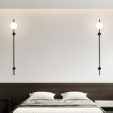 Modern Adjustable Plug In Wall Sconce Lighting with White Glass Globe Shade