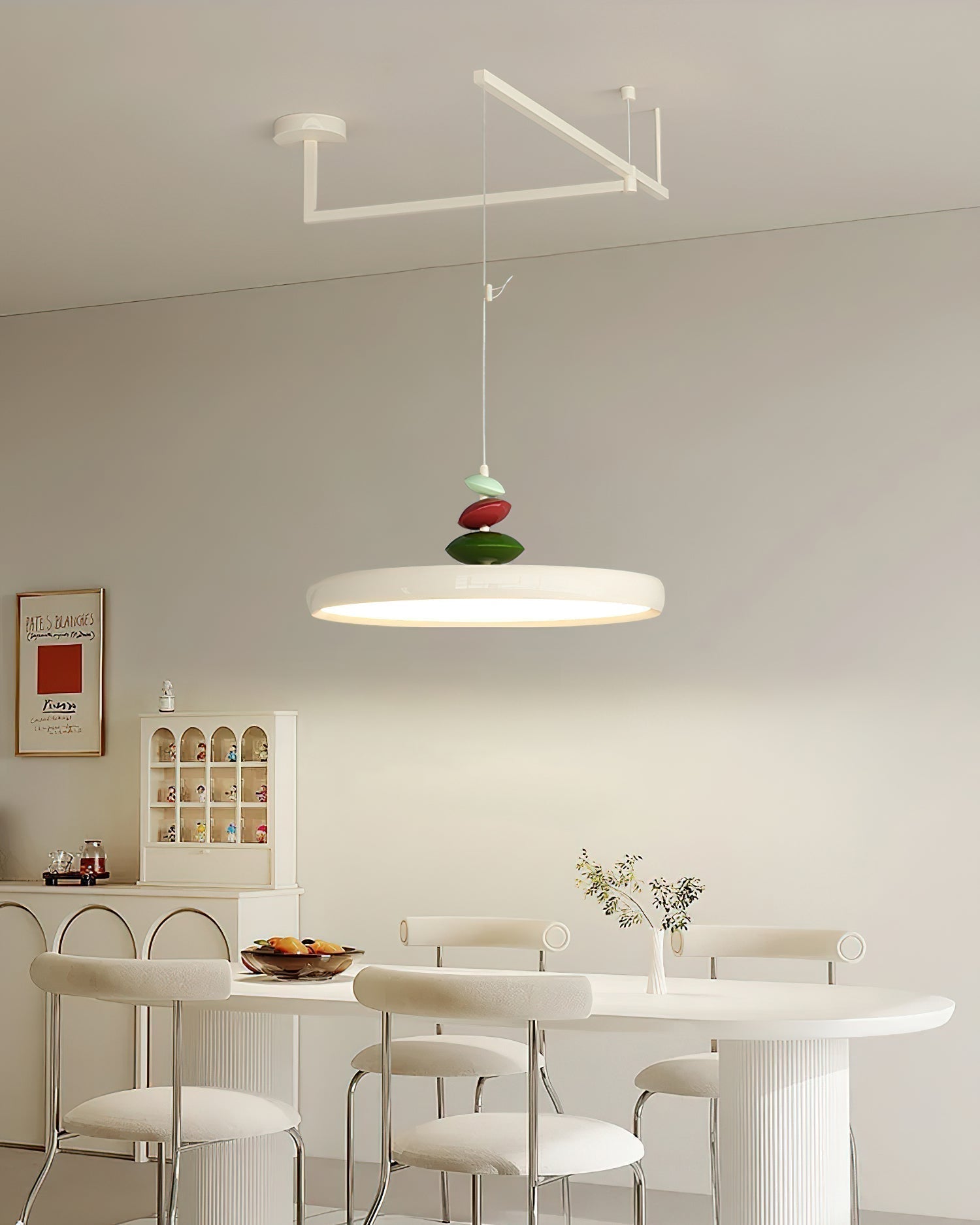Modern Adjustable Swing Arm Stone Shape LED Pendant Light for Kitchen and Dining Room