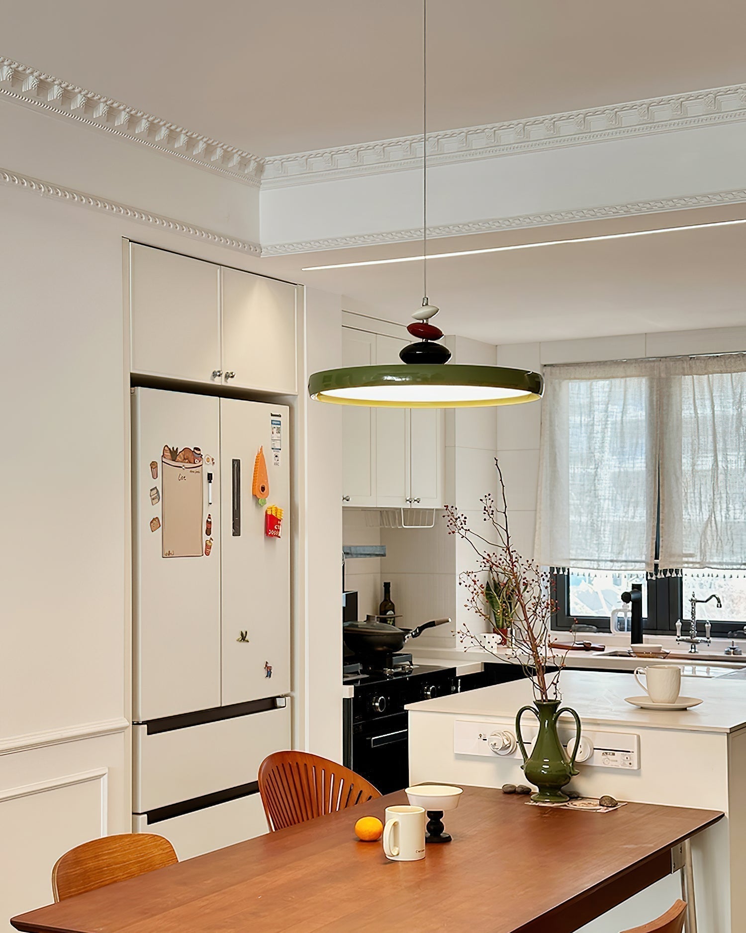 Modern Adjustable Swing Arm Stone Shape LED Pendant Light for Kitchen and Dining Room