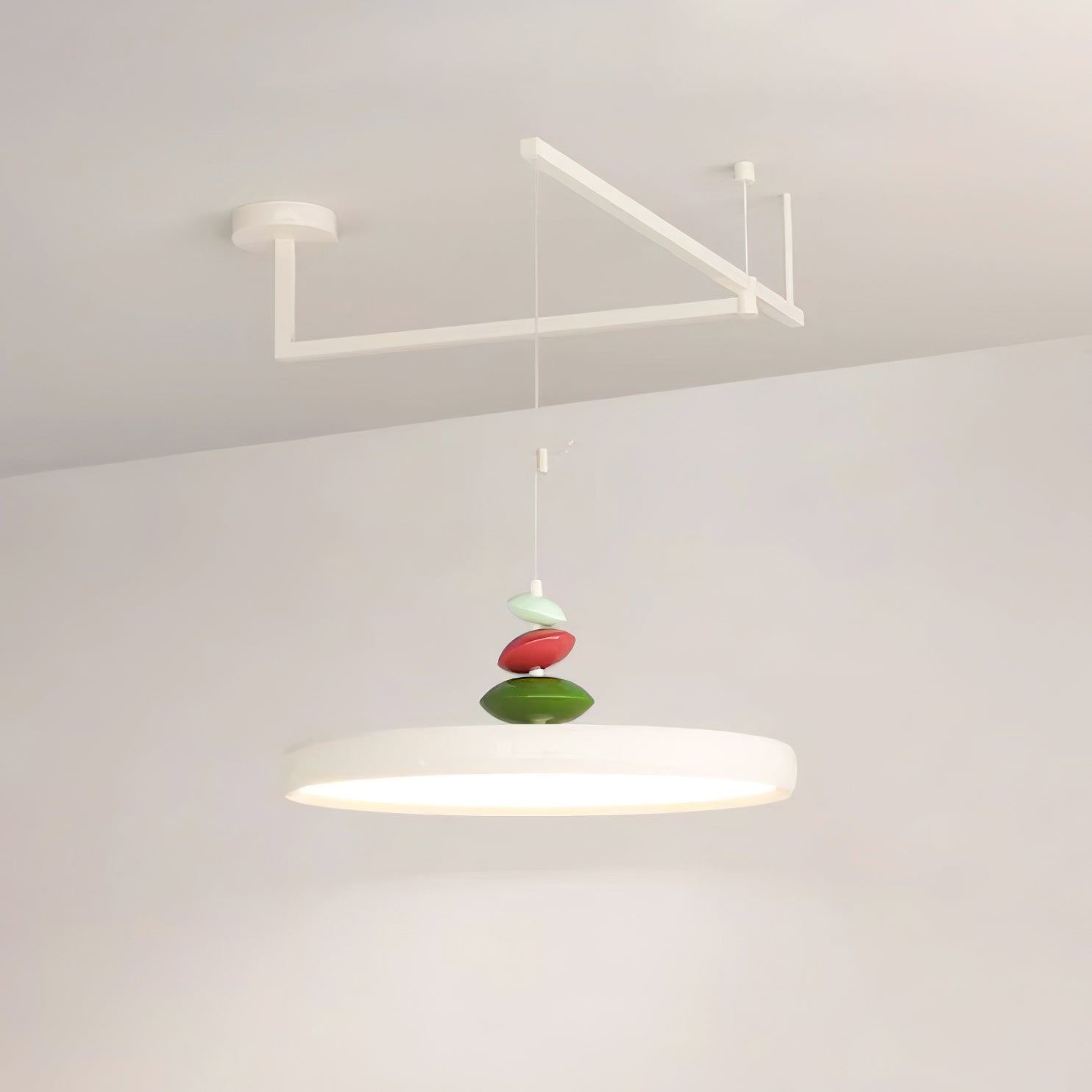 Modern Adjustable Swing Arm Stone Shape LED Pendant Light for Kitchen and Dining Room